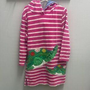 Boden Towel Top - Striped Pink and White Kids with Sea Turtle Design
